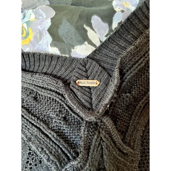 Free People RARE NWT Blue Ethic Rose Crochet Knit Tiered Floral Maxi Dress Bohem - Picture 11 of 13